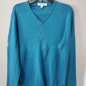 Calvin Klein Turquoise V-Neck Sweater